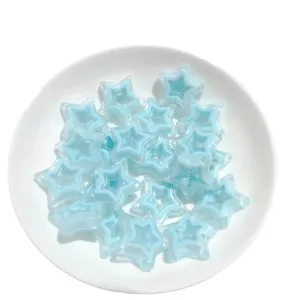 Perline a stella in acrilico blu trasparente con foro verticale per bigiotteria e portachiavi DIY.