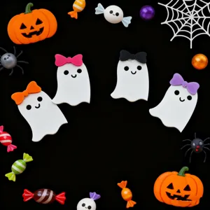 Halloween Acrylic Cake Topper Cute Bat Ghost Decoration Bow Design Festive Party Baking Supplies Ornaments
