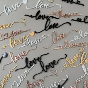 Acrylic love cake topper set for Valentine's Day party and wedding cupcake decorations.