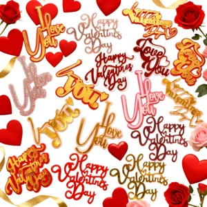Ins Style Acrylic Cake Topper Double Layer Happy Valentine's Day I Love You Heart Shape Cake Side Decoration Party Baking Supplies