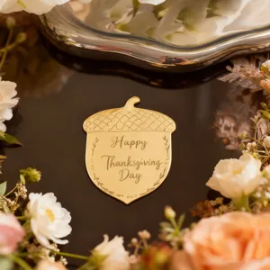 Topper per torta ghianda in acrilico oro Thanksgiving festa decorazione dettaglio