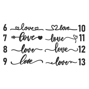 Valentine day love acrylic cake topper style options chart number 6 to 13 decorative