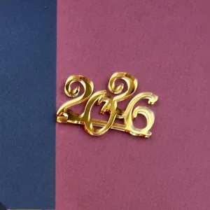 Gold Acryl 2026 Zahl Kuchenaufsatz Neujahr Party Feier dekoratives Schild Dessert Zubehör