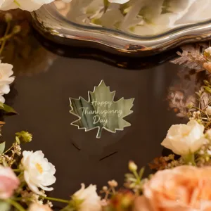 Decorazione per torta in acrilico foglia d'acero incisione Thanksgiving per festa.