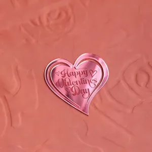 Rosa Spiegel Acryl Herz Kuchenaufsatz für Valentinstag Party Backen Dekoration Zubehör