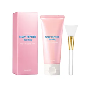 NAD+ Peptide Boosting Night Wrapping Mask 75g Set with Silicone Brush for Facial Skin Care