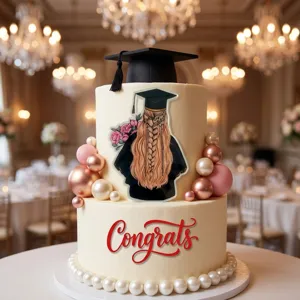 Decoración de pastel acrílica de alta transparencia para fiesta de graduación y celebración.