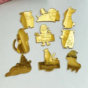 Acryl Weihnachten Tortenstecker Spiegel Tierformen Weihnachtsmann Schneemann Bär Katze Hase Für Xmas Cupcake Party Deko