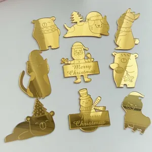 Gold Acryl Weihnachten Tier Kuchenaufsatz Set, süße Cartoon Cupcake Deko Stücke.