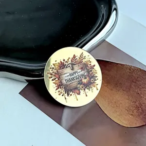 Thanksgiving acrylic cake topper gold round cupcake decoration autumn harvest party supplies