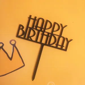 Black acrylic Happy Birthday cake topper for birthday party baking decoration supplies