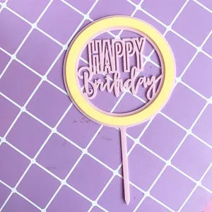 Cake topper joyeux anniversaire en acrylique double couche décoration de gâteau pâtisserie