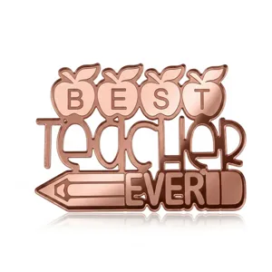 Rose gold acrylic Best Teacher Ever cake topper for Teacher's Day cupcake decoration.