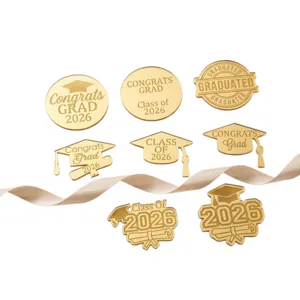Glänzende goldene Acryl 2026 Abschluss Cupcake Topper und Tortendekorationen für Partyfeier