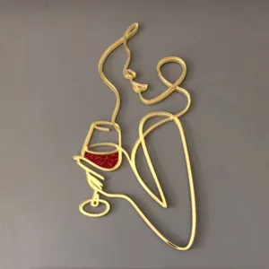 Minimalist Acrylic Cake Topper Abstract Face Line Art Gold Silver Double Layer Cake Decoration For Birthday Wedding Party Woman Lady Ornament