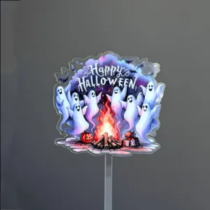 Halloween taarttopper met schattige geesten en pompoenen voor een griezelig feestje.
