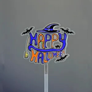 Halloween taart topper gekleurd acryl vleermuis heksenhoed feest decoratie set!