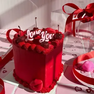 Topper de pastel de San Valentín corazón rojo acrílico Love You decoración fiesta romántica