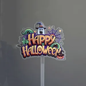 Halloween taarttopper acryl eng spook pompoen feest decoratieve inzet benodigdheden