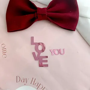 Valentine's Day acrylic LOVE YOU cake topper mirror pink letter cake decoration props