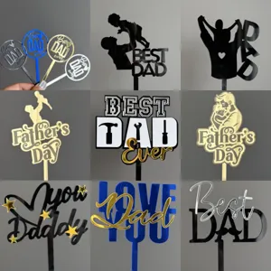 Father's Day acrylic cake topper set, best dad ever cake decoration for party supplies.