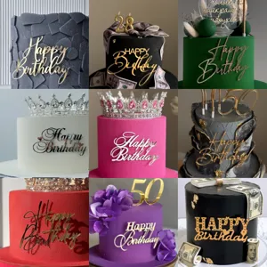 Ensemble de decoration de gateau d'anniversaire en acrylique Joyeux Anniversaire.