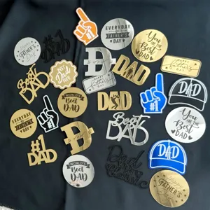 Father's Day Cake Toppers Acrylic Cupcake Toppers Gold Silver DAD Mirror Cake Decorations For Father's Day Party Decor
