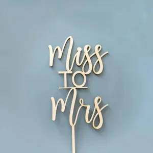 Wooden Miss to Mrs cake topper for wedding engagement party cake decoration supplies.
