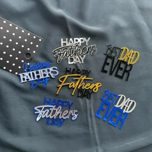 Acrylic Father's Day cake topper set, best dad ever and happy fathers day party decorations.