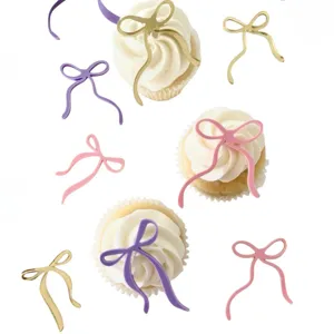 Acrylic bow cupcake toppers for birthday party, Valentine's Day and Mother's Day decorations.