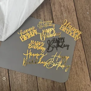 Acryl Happy Birthday Kuchendekoration Set Gold Schwarz Party Dessert Tisch Ornamente.