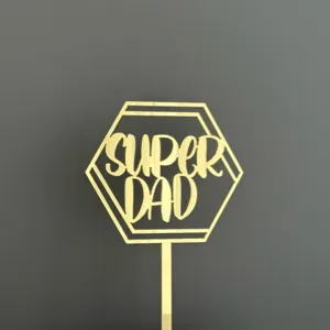 Super Dad cake topper dore acrylique fete des peres decoration party dessert decor.