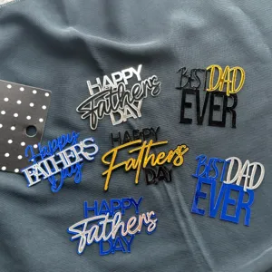 Acrylic Father's Day cake topper set, diverse color options, perfect party decoration insert.
