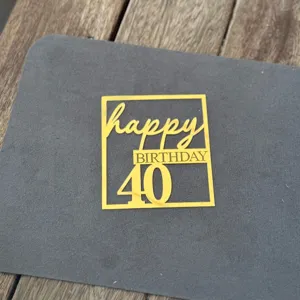 Gold acrylic 40th birthday cake topper laser cut dessert table party decoration detail shot