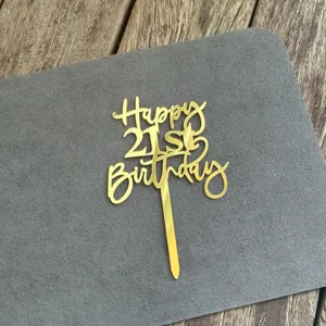 Gold acrylic 21st birthday cake topper dessert decoration for celebration party detail