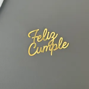 Topper per torta Feliz Cumple in acrilico oro decorazione festa compleanno spagnola