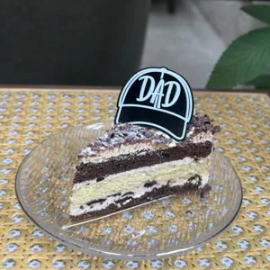 Father's Day cake topper, DAD baseball cap cake decoration, black dessert insert.