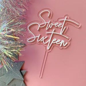 Acrylic Sweet Sixteen Birthday Cake Topper 16th Party Dessert Insert Decoration