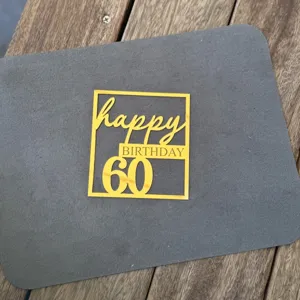 Gold acrylic 60 happy birthday cake topper detail shot, perfect for party dessert decoration.
