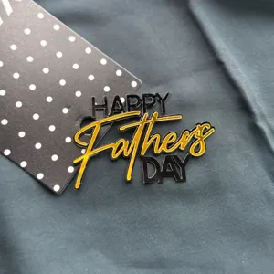 Father's Day black gold acrylic cake topper happy fathers day party dessert decoration