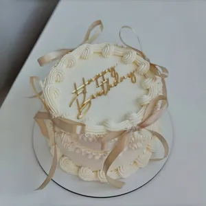 Cake topper de acrílico Feliz Cumpleaños con cinta blanca para decoración de fiesta