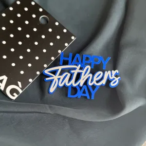 Father's Day acrylic cake topper blue white dessert insert party decoration supplies 1pc