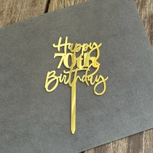 Gold acrylic 70th birthday cake topper sparkling party decoration dessert insert
