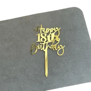 Gold acrylic 18th birthday cake topper sparkling party decoration dessert table sign