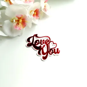 Valentine's Day red acrylic Love You cake topper double layer side decoration for party.