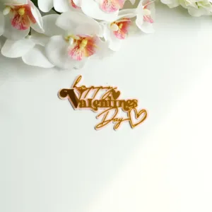 Double layer acrylic Happy Valentine Day cake topper gold pink cake decoration for party