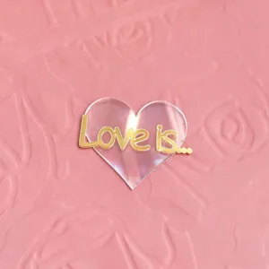 Acryl Herz Kuchentopper zum Valentinstag mit goldener Schrift fur Cupcake Dekoration