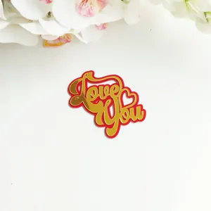 Valentine acrylic cake topper double layer gold red love you heart cake decoration