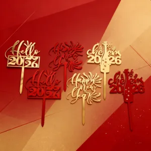 Acrylic New Year Cake Toppers Happy 2027 Party Dessert Decorations Set of 6 Pieces