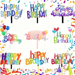 Acryl Happy Birthday Kuchen Topper Set bunte Party Kuchen Dekoration Detail View.